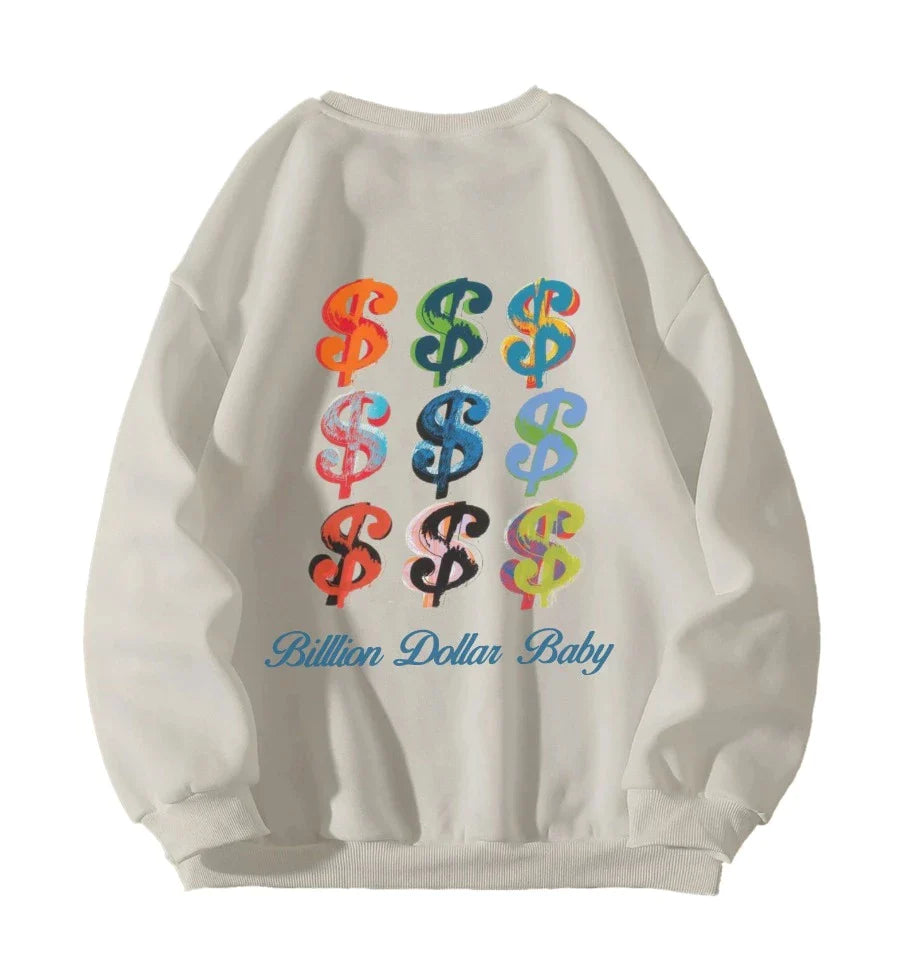 Dollar sign Designed Oversized Sweatshirt